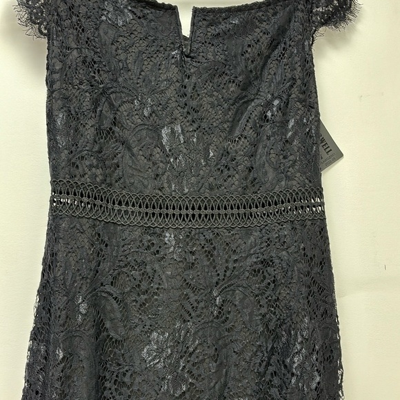NWT ALLANDWELL Women's Elegant Floral Lace Round Neck Lace Dress size L black - Picture 6 of 16